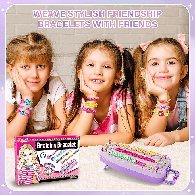 Dpai Friendship Bracelet Making Kit for Girls,DIY Arts and Crafts Toys,Jewelry String Maker Kit,The Best Birthday Gifts Ideas for Girls 6 7 8 9 10 11 12+ Years Old（Double Purple