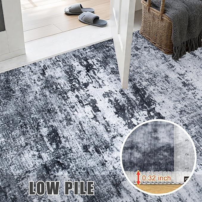 Round Area Rug for Living Room: 5 ft Washable Modern Abstract Soft Thin Rug - Image 7