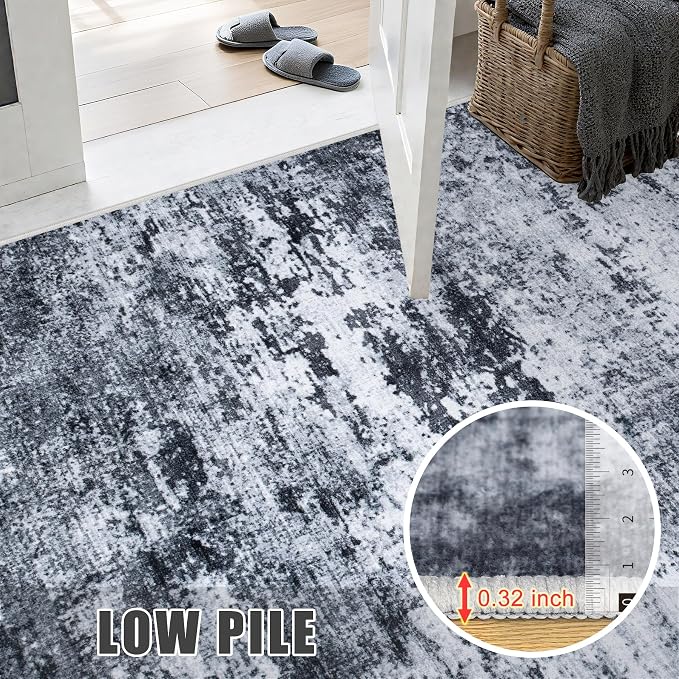 Round Area Rug for Living Room: 6 ft Washable Modern Abstract Soft Thin Rug - Image 7