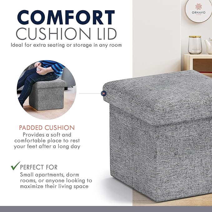 Ornavo Home Small Storage Ottoman, - Image 6