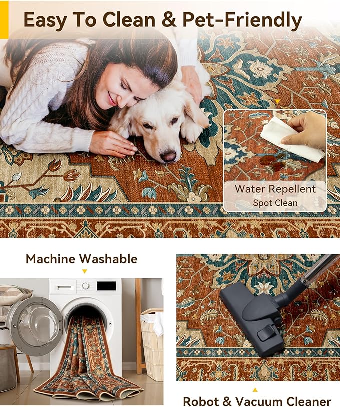 RELEANY Area Rugs 2'x6' Runner Rug Non Slip Washable - Image 6