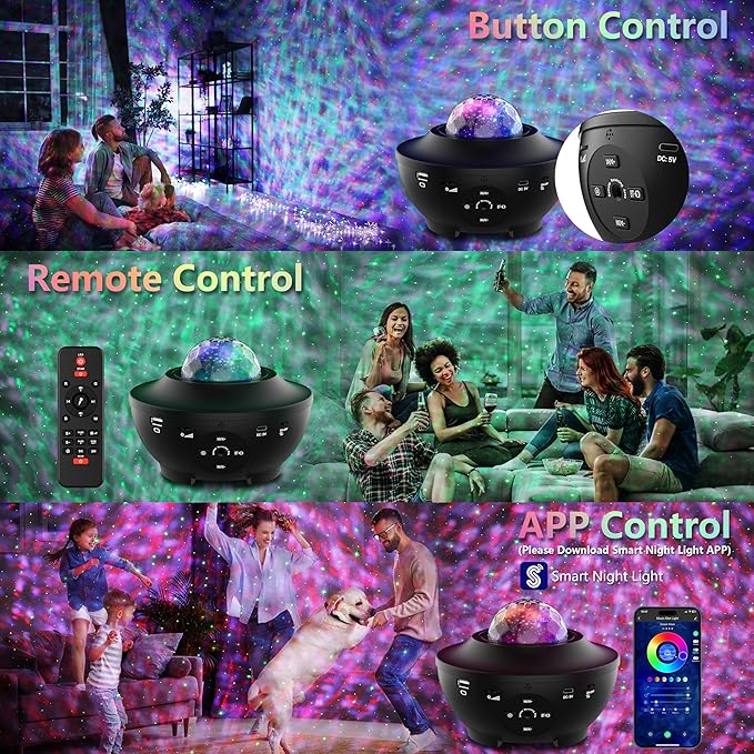 FlyEagle Galaxy Projector for Bedroom, Light Projector Star Projector Galaxy Light with Bluetooth Speaker, Timer, APP & Remote Control for Kids