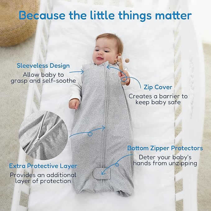 TotAha Sleep Sack 0-6 months 3 Pack, Buttery Soft, Safe Wearable Blanket Baby Sleeping Bag with 2-way Zipper for Girl Boy, 0.5 TOG