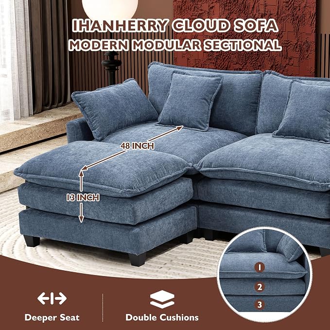 Ihanherry 111.4" U Shaped Modern Sofa Modular Sectional Cloud Couch - Image 3