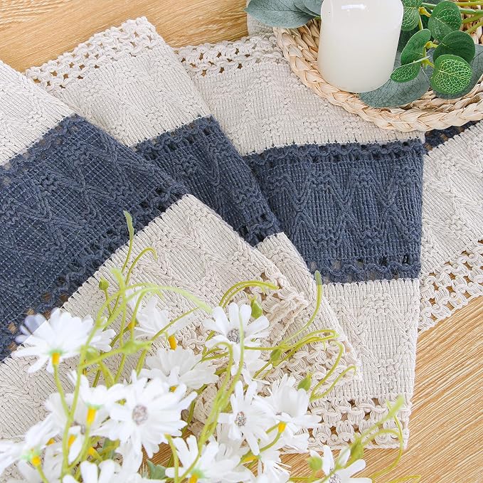 FEXIA Boho Blue Table Runner 108 Inches Long - Image 3