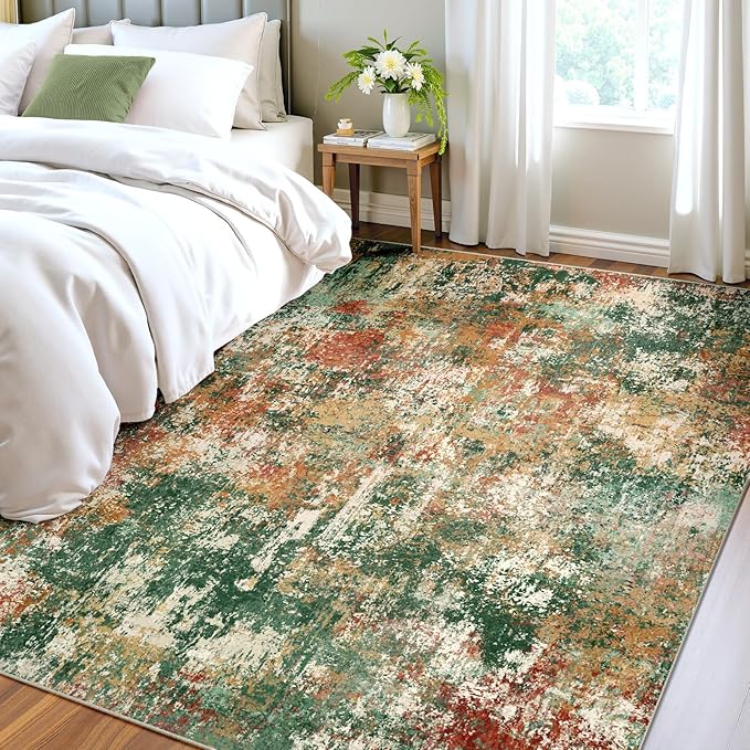 RELEANY Washable Area Rugs 7'x9' Non-Slip Modern Abstract Soft - Image 2