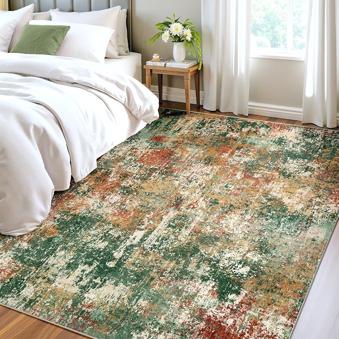RELEANY Washable Area Rugs 7'x9' Non-Slip Modern Abstract Soft - Image 2