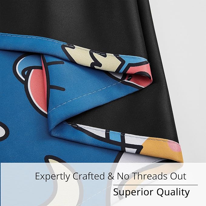 Kids Blackout Curtains - Space Dog Design, 100% Blackout, 2 Panels, Each W52×63, Thermal Insulated, Noise Reducing & Energy Efficient for Kids Bedroom, Turn your child’s room into a fun adventure