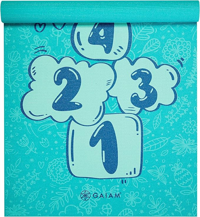 Gaiam Kids Yoga Mat Exercise Mat, Yoga for Kids with Fun Prints - Playtime for Babies, Active & Calm Toddlers and Young Children (60" L x 24" W x 3mm Thick)