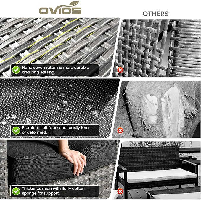 ovios 2-Piece Patio Furniture Set, Outdoor Wicker Sofa - Image 8
