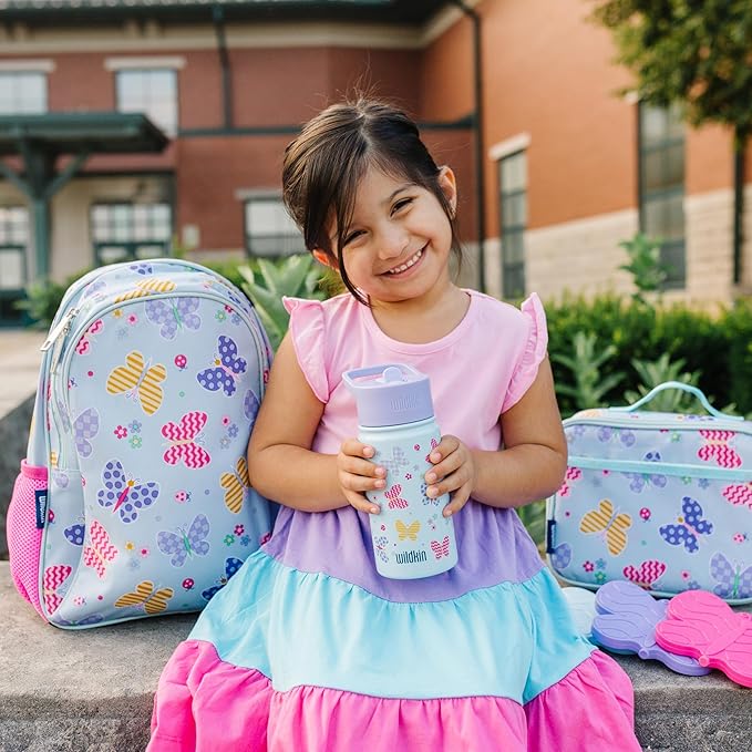 Wildkin 15-inch Kids Backpack – Durable, Padded, Adjustable for School & Travel - Butterfly Garden