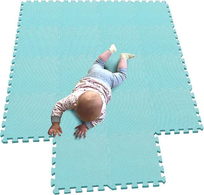MQIAOHAM® 18 Pieces Puzzle Play Mats, Soft Baby Play Mat, Kids Interlocking Foam Floor Tiles, Toddlers Carpet Playmats G301018-108