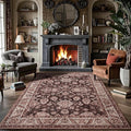 Area Rugs for Living Room, 6x9 Washable Area Rug for Bedroom, Retro Floral by Rtizon