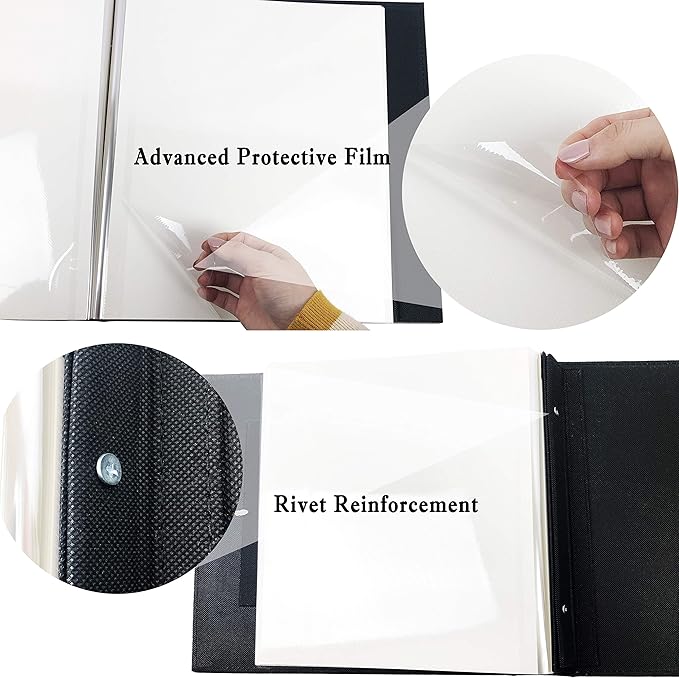 RECUTMS Magnetic Self-Stick 60 Pages Photo Album Family Album Leather Cover Hand Made DIY Albums 13.3 x 13.4 (Inches) Holds 3X5, 4X6, 5X7, 6X8,8X10 Photos(Blue)