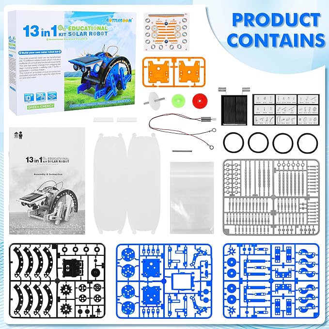 STEM 13-in-1 Education Solar Power Robots Toys for Boys Age 8-12, Educational Toy Science Kits for Kids, Building Experiment Robotics Set STEM Project Gifts for 8 9 10 11 12 Years Old Boy Girls Teens
