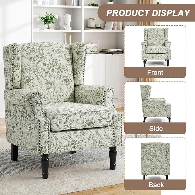 Pia Ricco High Back Floral Accent Chair - Image 3
