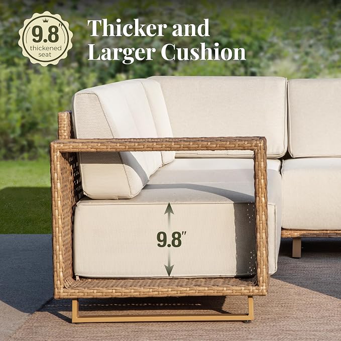 MIXPATIO Patio Sectional Furniture Set, 6 Piece Outdoor Wicker Sofa Patio Couch - Image 2