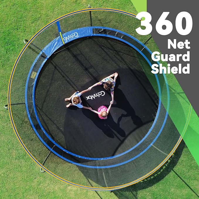 14FT 12FT 10FT 16FT Trampoline with Safety Enclosure, Anti-Rust Coating – ASTM Certified, Heavy-Duty Outdoor Trampoline with Ladder – for Kids & Adults