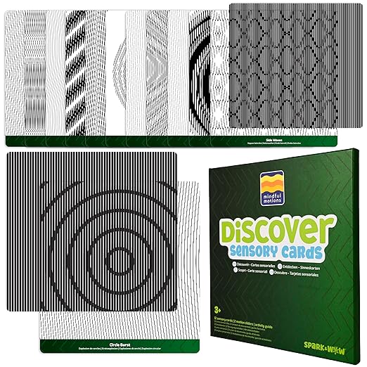 SPARK & WOW Sensory Cards | Discover | 12 Dynamic Patterns | 2 Sliders | Calming Corner Items for Kids | Screen-Free Visual Sensory Toys
