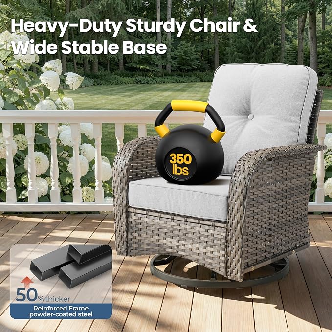 8 Pieces Outdoor Patio Furniture Sets, High Back Swivel Rocker Chairs Loveseat - Image 6