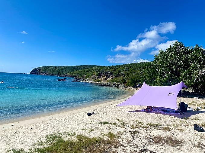 Neso Tents Beach Tent with Sand Anchor, Portable Canopy Sunshade - 7' x 7' - Patented Reinforced Corners (Lavender)