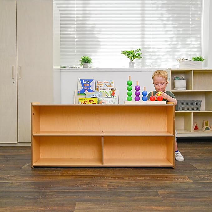 Angeles Value Line Preschool 2-Shelf Storage, Classroom Organization, Cubbies for Daycare, Assembly Required, 48" L x 12" W x 27" H