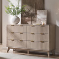 T4TREAM Fluted 6 Drawers Dresser, Curved Profile Design, Dresser TV Stand by T4TREAMFurniture