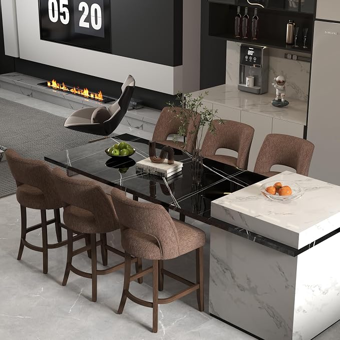 VKNOW Bar Stools Set of 4, Upholstered Counter Height Bar Stools, Modern - Image 5