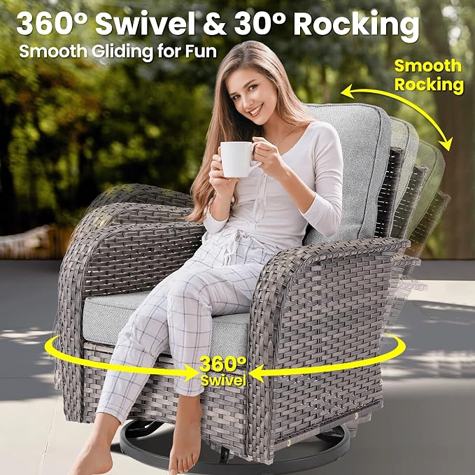 ovios 8 Pieces Patio Furniture Set, Outdoor Wicker Sofa Couch - Image 2