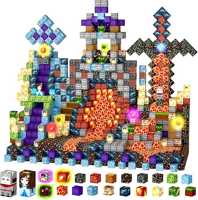 Magnetic Blocks 208 PCS Magnetic Building Blocks Cubes Gift Set for Boys and STEM Learning Preschool Learning Construction Toys