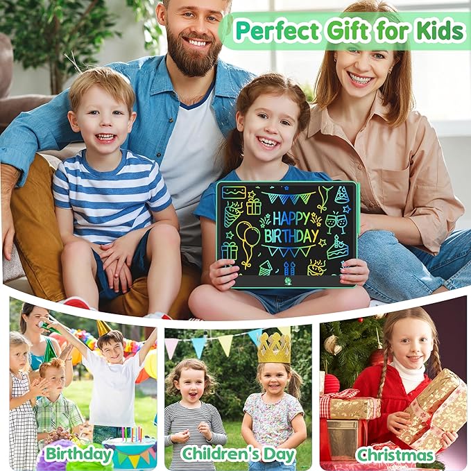 Hockvill LCD Writing Tablet for Kids, Toys for Girls Boys Drawing Pad for 3 4 5 6 7 Year Old Kid, Toddler Doodle Board Christmas Birthday for Children (16 INCH, Green)