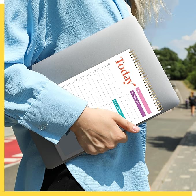 To Do List Notepad, Daily Planner Notebook with 52 Tear-off Sheets, Undated Writing Organizer for Daily Tasks and Goal, Coiled Task Track Checklist Productivity Pad for Office, Classroom, Home, School