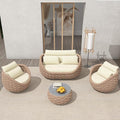 TWT Patio Furniture Sofa Set 4 Pieces Aluminum Outdoor Furniture w/25.6in by TWT