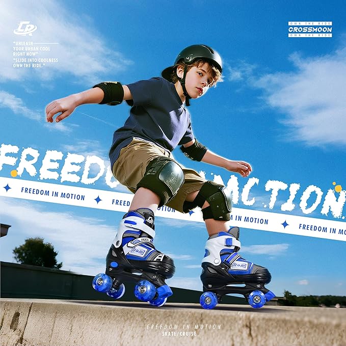 Adjustable Quad Skates for Kids, Teens, and Adults – Light-Up Wheels – Comfortable Fit, Secure Closure, Indoor and Outdoor Roller Skates for Boys and Girls