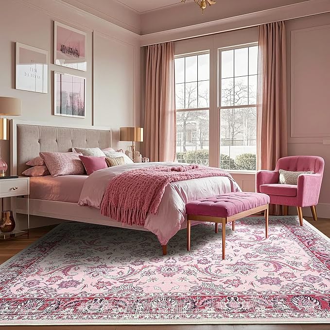 Area Rugs for Living Room, 4x6 Washable Rugs for Bedroom, Non-Slip Floral - Image 6