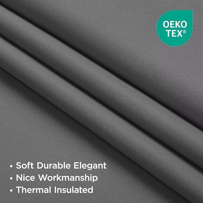 Joydeco 72 Inch Blackout Curtains for Bedroom, Thermal Insulated Black Out Curtains, Room Darkening Drapes for Living Room Window Rod Pocket Back Tab (W52 x L72 Inch, Light Grey)