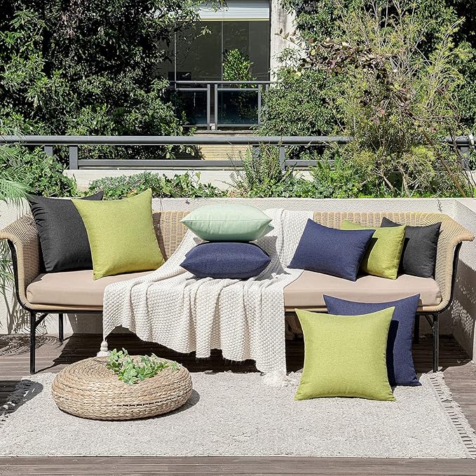 MIULEE Pack of 2 Decorative Outdoor Solid Waterproof Throw Pillow Covers Faux - Image 4