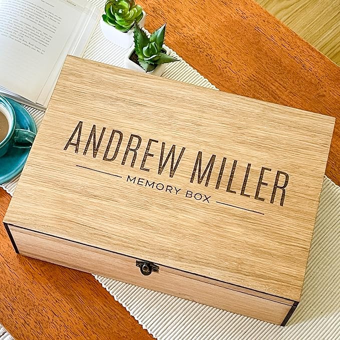 Personalized wooden name box for memories, keepsake Christmas gift, present for Him, Her, Boyfriend, Girlfriend, Baby Boy, Baby Girl, Brother, Sister, Guy, Groomsmen, Bride Friend for Birthday