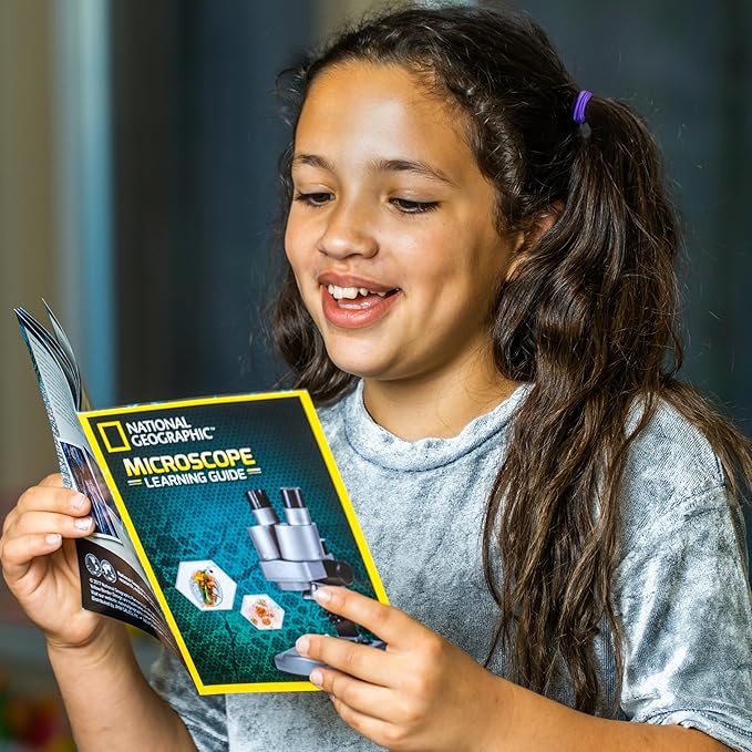 NATIONAL GEOGRAPHIC Dual LED Kids Microscope - 50+ pc Science Kit with 10 Prepared Slides & 10 DIY Blank Slides, Biology Experiment Activity, Microscope Kit for Kids 8-12 (Amazon Exclusive)