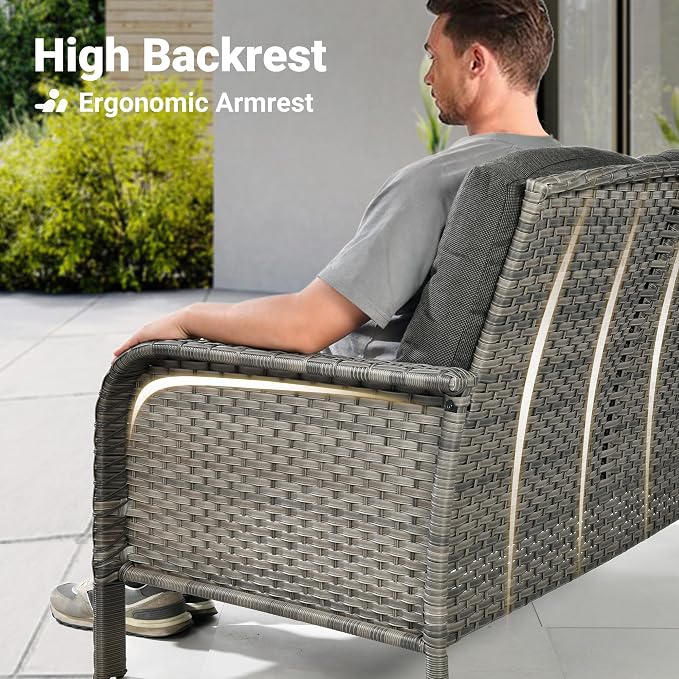 ovios 5-Piece Patio Furniture Set, Outdoor Wicker Sofa - Image 3