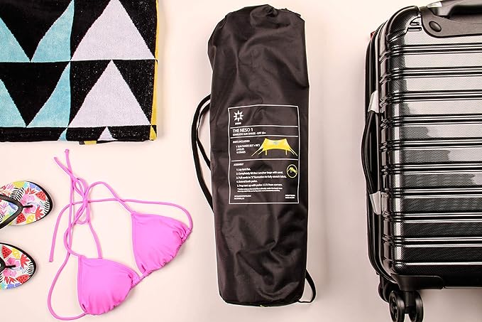 Neso Tents Beach Tent with Sand Anchor, Portable Canopy Sunshade - 7' x 7' - Patented Reinforced Corners (Seafoam)