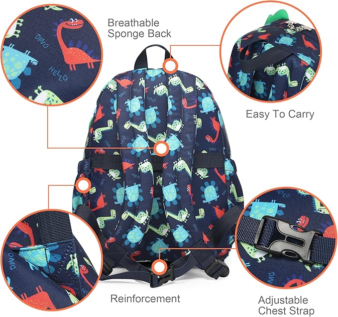 Toddler Backpack Waterproof 3D Little Dinosaur Design-Cute Animal Cartoon Unisex Mini for School Travel Daycare-Lightweight Kids Backpack for Boys & Girls Ages 1-5 Years