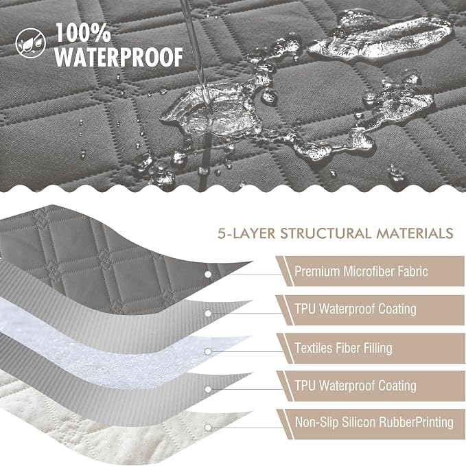 Genina Waterproof Couch Cover, Washable Anti-Slip 51 inch Loveseat Sofa Covers - Image 5