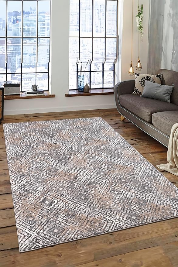 Non-Slip Washable 5x7 Area Rugs for Living Room Bedroom, Ultra Soft Bedside Rug, Indoor Floor Carpet for Kids Girls and Boys, Dorms, Nursery Rooms, Non-Skid Area Rug, Square Multi, 5' x 7'