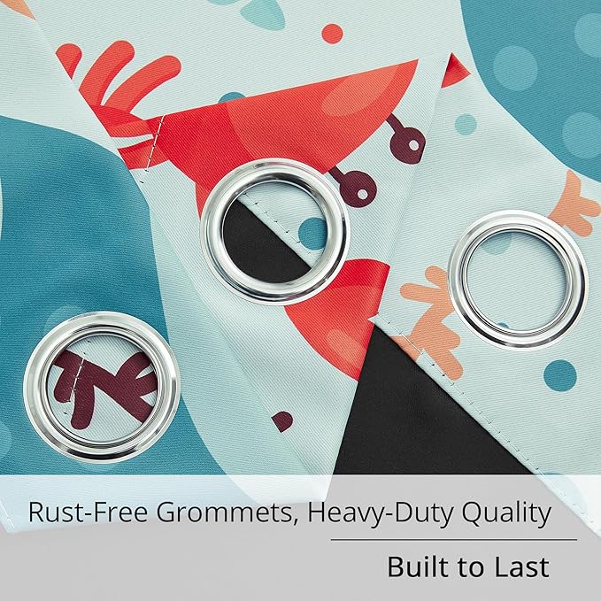 Kids Blackout Curtains - Ocean Whale Design, 100% Blackout, 2 Panels, Each W52×L63, Thermal Insulated for Bedroom, Noise Reducing, Excellent Colorfastness, Dive into an Underwater Adventure