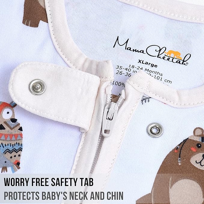 Mama Cheetah Baby Sleep Sack 0.5 TOG, Organic Cotton Baby Wearable Blanket with Two-Way Zipper, Swaddle Transition Baby Sleeping Bag for Newborn Infant Toddler Boy Girl, 24-48 Months