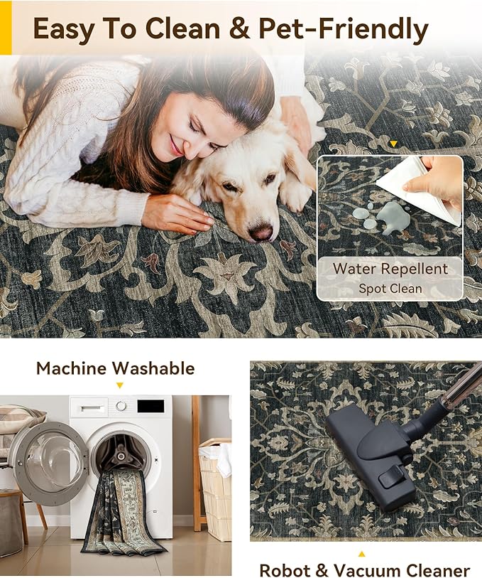 RELEANY Area Rugs 2'x10' Runner Rug Non Slip Washable - Image 4