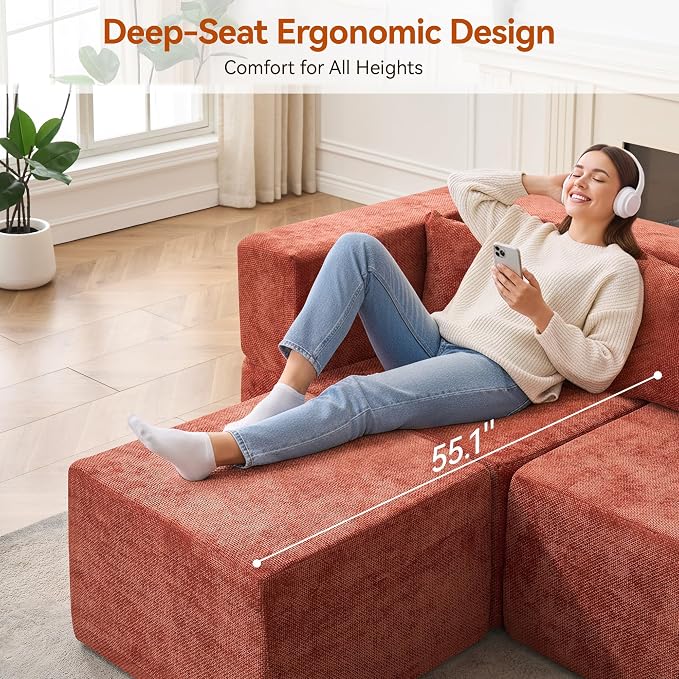 MONVANE Modular Sectional Sofa, Oversized 10 Seat Convertible U Shaped Couch - Image 5