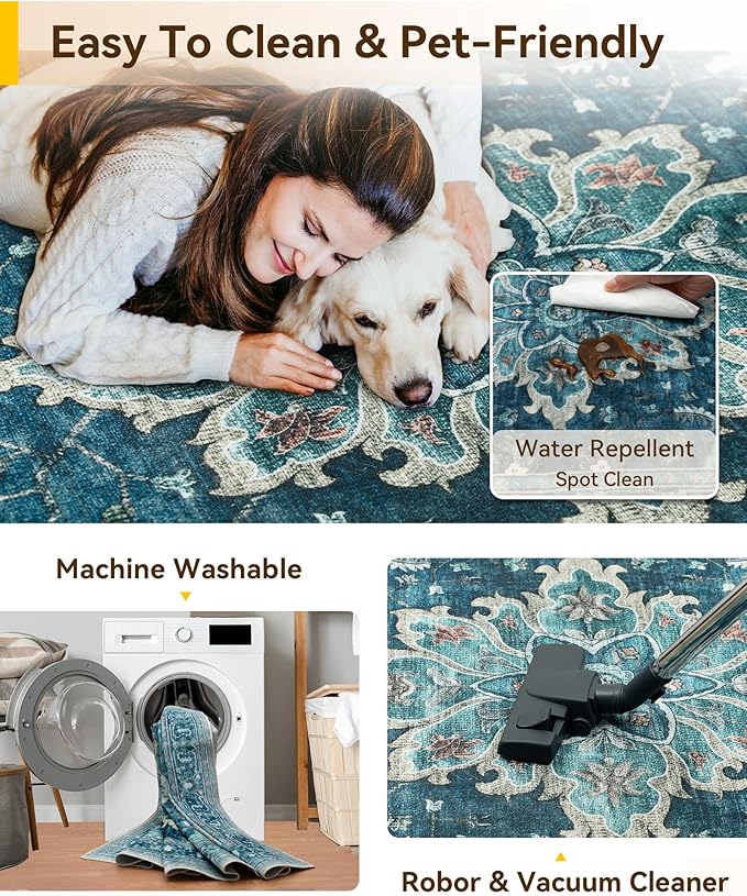 RELEANY Area Rugs 2'x8' Runner Rug Non Slip Washable - Image 4