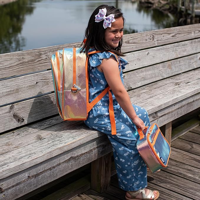 Wildkin 15-inch Kids Backpack – Durable, Padded, Adjustable for School & Travel - Orange Shimmer